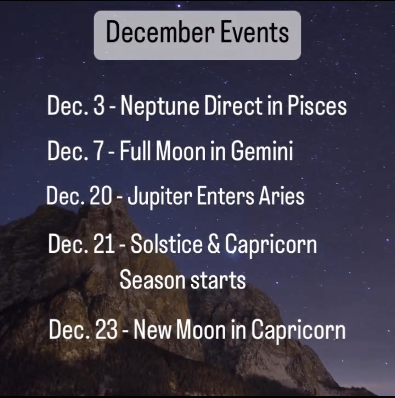 December 2022 Cosmic Events